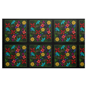 Tissu Élégante Flore populaire latine Noir