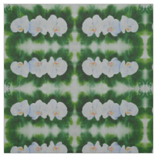 Tissu Elégante peinture d'orchidée tropicale blanche