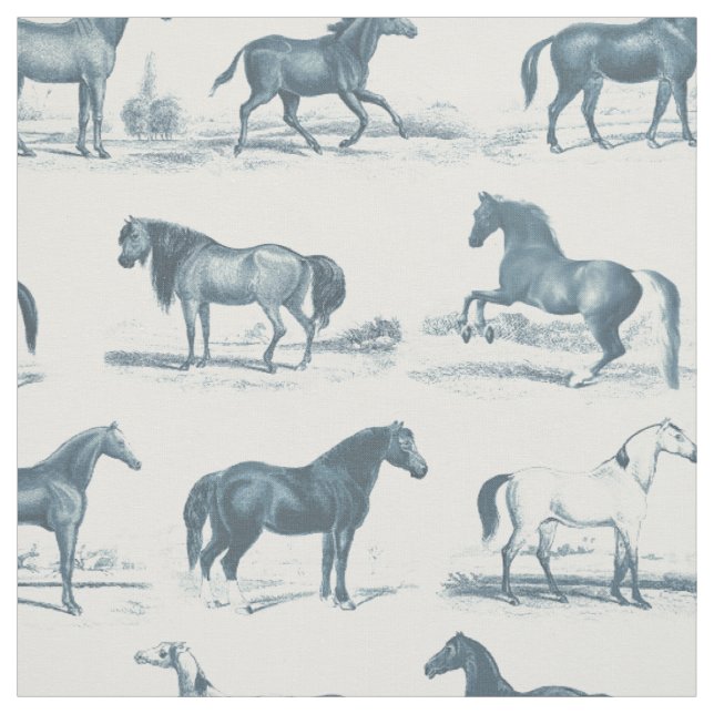 Tissu Élégante race Vintage de Cheval Bleu (Échantillon)