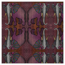 Tissu Éléphant africain de patchwork (prune, orange,