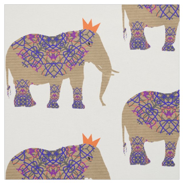 Tissu Eléphant Décoré Cute Whimsy Amusant (Échantillon)