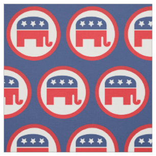 Tissu Eléphant du Parti républicain Rouge, blanc et b
