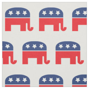 Tissu Eléphant du Parti républicain Rouge, blanc et b