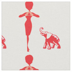 Tissu Éléphant rouge chanceux
