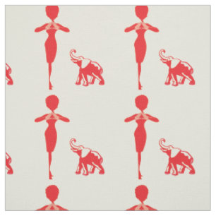 Tissu Éléphant Rouge Chanceux