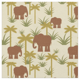 Tissu Éléphants et paumes dans le camouflage