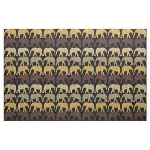 Tissu Éléphants Motif Sur Fond Noir