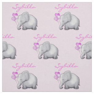 Tissu Eléphants personnalisés Pink Baby Girl Nursery