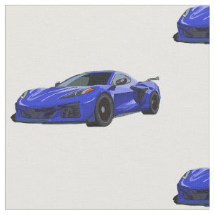 Tissu Elkhart Blue C8 Corvette dessin à la main