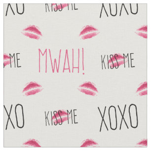 Tissu Embrassez-moi Mwah ! Motif d'impression de lèvre