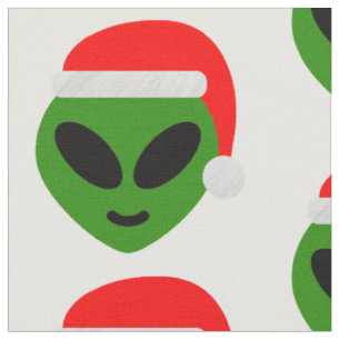 Tissu emoji alien père Noël vert