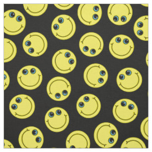 Tissu Emoji jaune fait face sur le noir