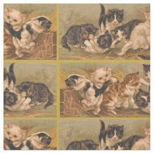 Tissu Empreinte de chatons victoriens