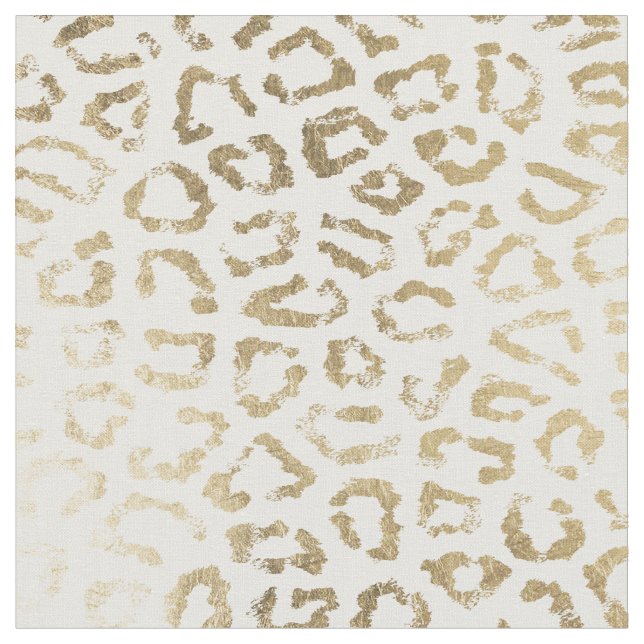Tissu Empreinte de léopard chic blanc moderne de feuille (Fermer)