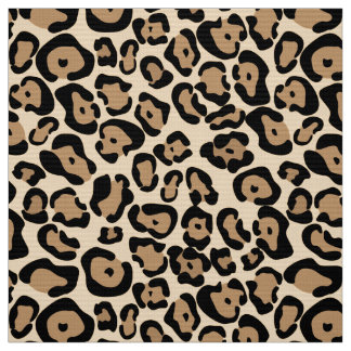 Tissu Empreinte de léopard gras Tan noir et Brown