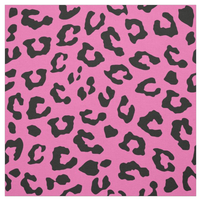 Tissu Empreinte de léopard rose et noir (Échantillon)