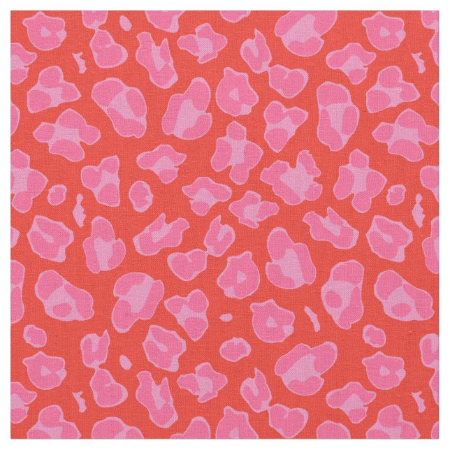 Tissu Empreinte de léopard rose et rouge mou (Fermer)