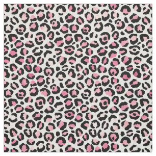 Tissu Empreinte de léopard rose sur blanc