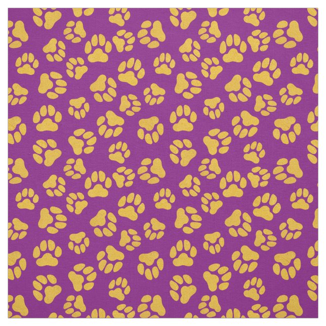 Tissu Empreinte de patte violet et or (Échantillon)