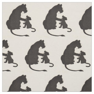 Tissu Empreinte silhouette des lions et des petits de la