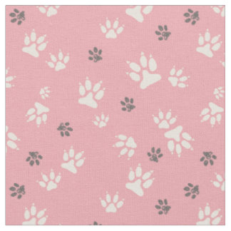 Tissu  Empreintes de chien sur un arrière - plan rose