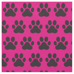 Tissu Empreintes de pattes de chat chien animal rose noi