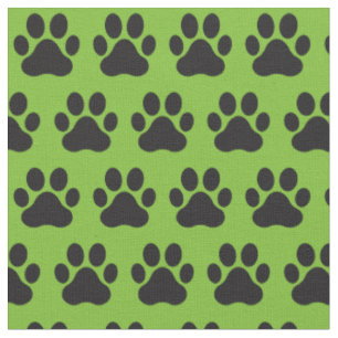 Tissu Empreintes de pattes de chat chien animal vert noi