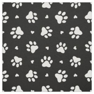 Tissu Empreintes de pattes et Motifs de Coeurs de Chien