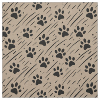 Tissu en coton à motif empreinte de patte noir et 