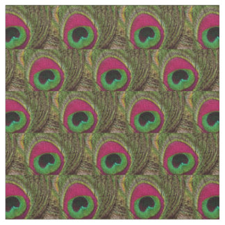 Tissu en plumes de paon - Chaud rose Lime Vert Noi