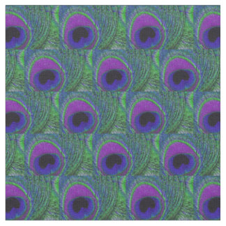Tissu en plumes de paon - Violet vert violet noir