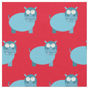 Tissu Enfant Hippopotame Mignon Nounours Rouge Crèche