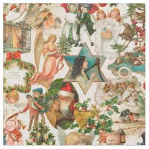 Tissu Ephémère de Noël Vintage Fun, Festif et Coloré