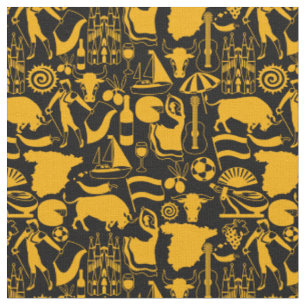 Tissu Espagne et traditions espagnoles Noir et Orange