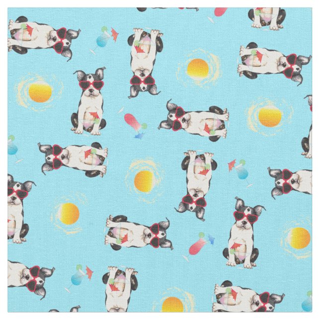 Tissu Été Boston Terrier (Fermer)
