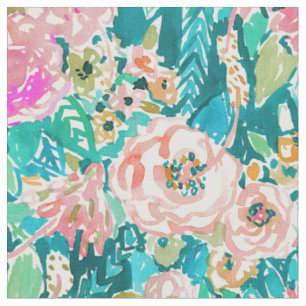 Tissu ÉTÉ DANS l'aquarelle florale tropicale de MAUI