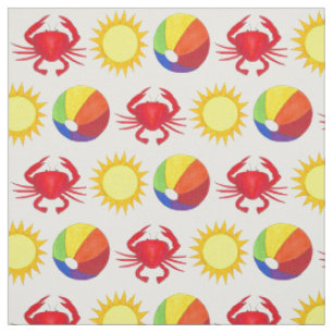 Tissu Été Plaisir Crabe Beachball Sunshine Beach Vacance