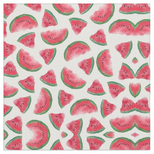 Tissu Eté Rouge Vert pastèque Motif d'aquarelle