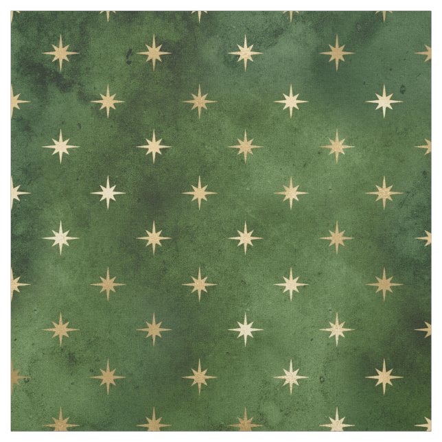 Tissu Étoile d'or verte de Noël Graphisme (Échantillon)