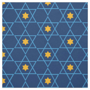 Tissu Étoile juive de David Motif Bleu