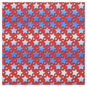 Tissu Étoiles bleues de blanc sur le rouge