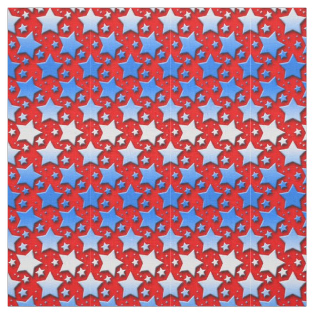 Tissu Étoiles bleues de blanc sur le rouge (Échantillon)