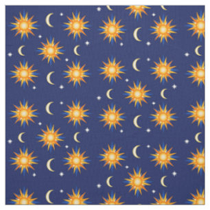 Tissu Étoiles de lune de Sun cousant le matériel bleu