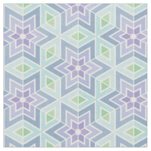 Tissu Etoiles et diamants géométriques turquoises et Lav