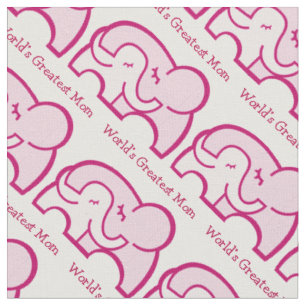 Tissu Étreinte d'éléphant graphique maman motif rose