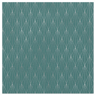 Tissu Éventail diamant argent sarcelle Art déco