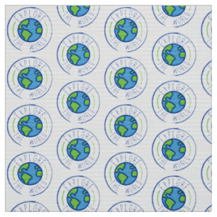 Tissu explorer le monde autocollant voyage
