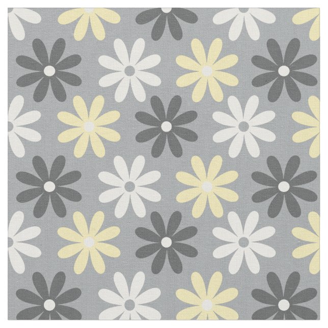 Tissu Fabric Floral Group Pattern Jaune et Gris (Fermer)