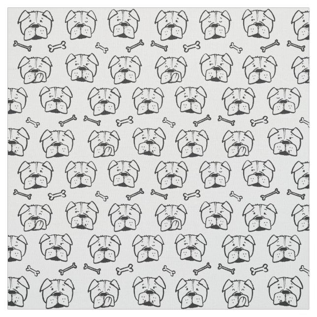 Tissu Fabric with an english bulldog pattern (Échantillon)
