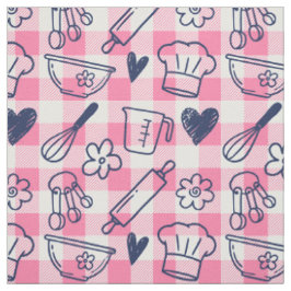 Tissu Faire des Doodles sur Gingham - Rose & Nuit